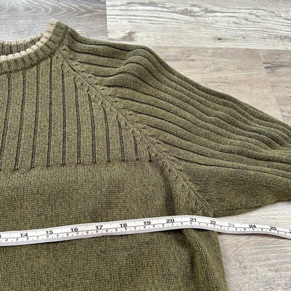 Columbia Men’s Olive Green Cotton Sweater XXL Ribbed Knit Pullover Outdoors - Picture 6 of 8